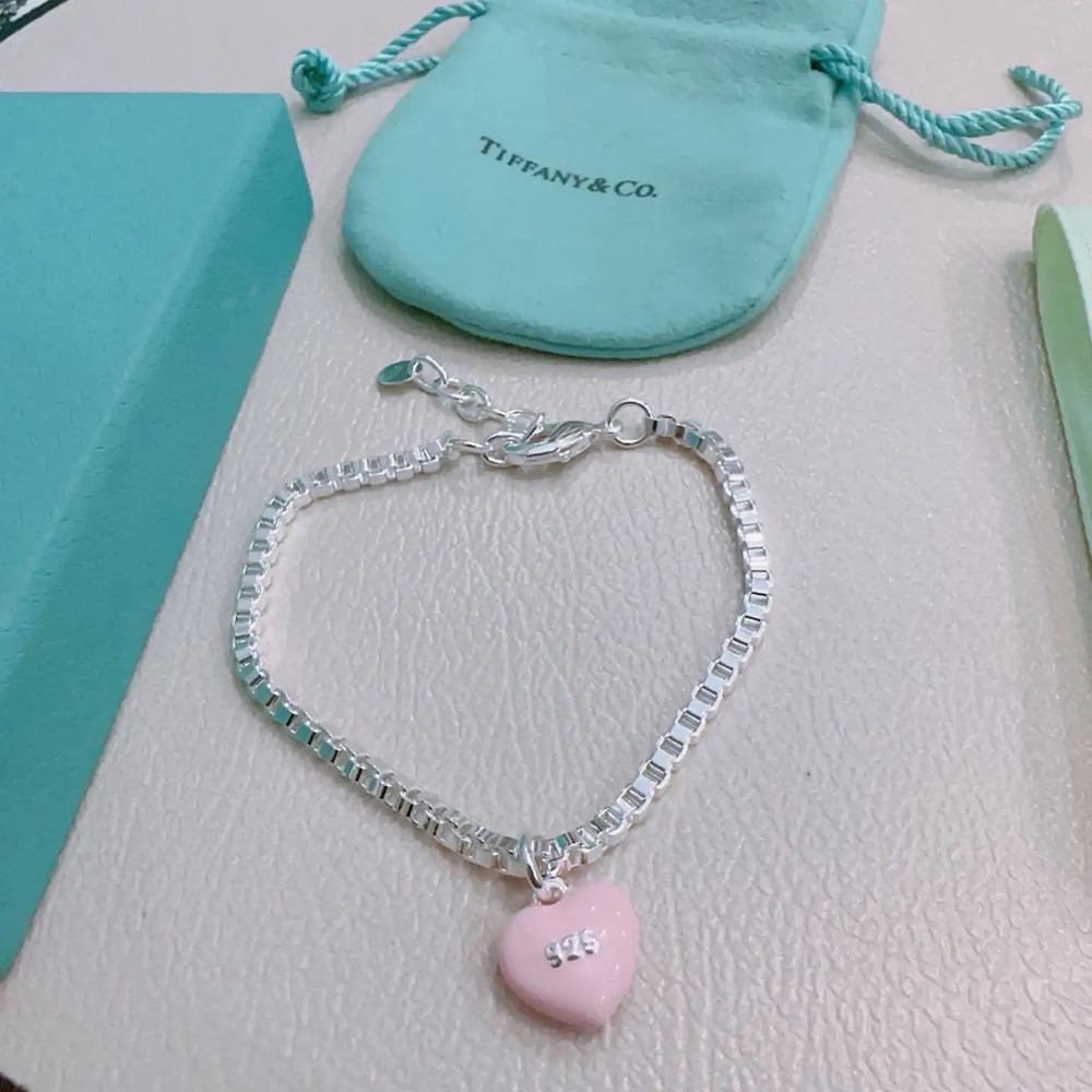 Tiffany & Co. Fine Pink Heart Silver Bracelet - Picture 4 of 5